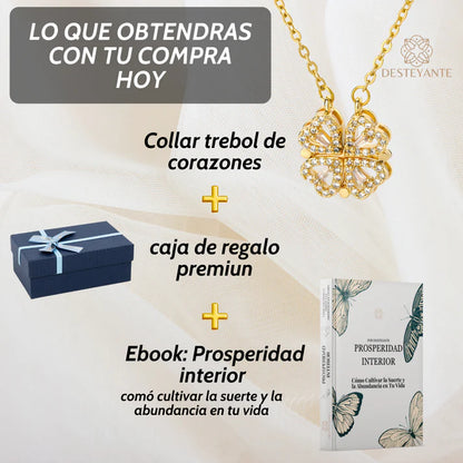 COLLAR TREBOL IMANTADO 18K + CAJA DE REGALO + EBOOK