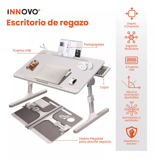 Mesa Laptop Ajustable Con Luz Ergonómica